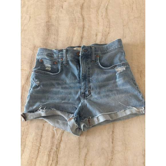 Madewell Pants - Women's Madewell Blue High-Rise Distressed Denim Shorts Size 28